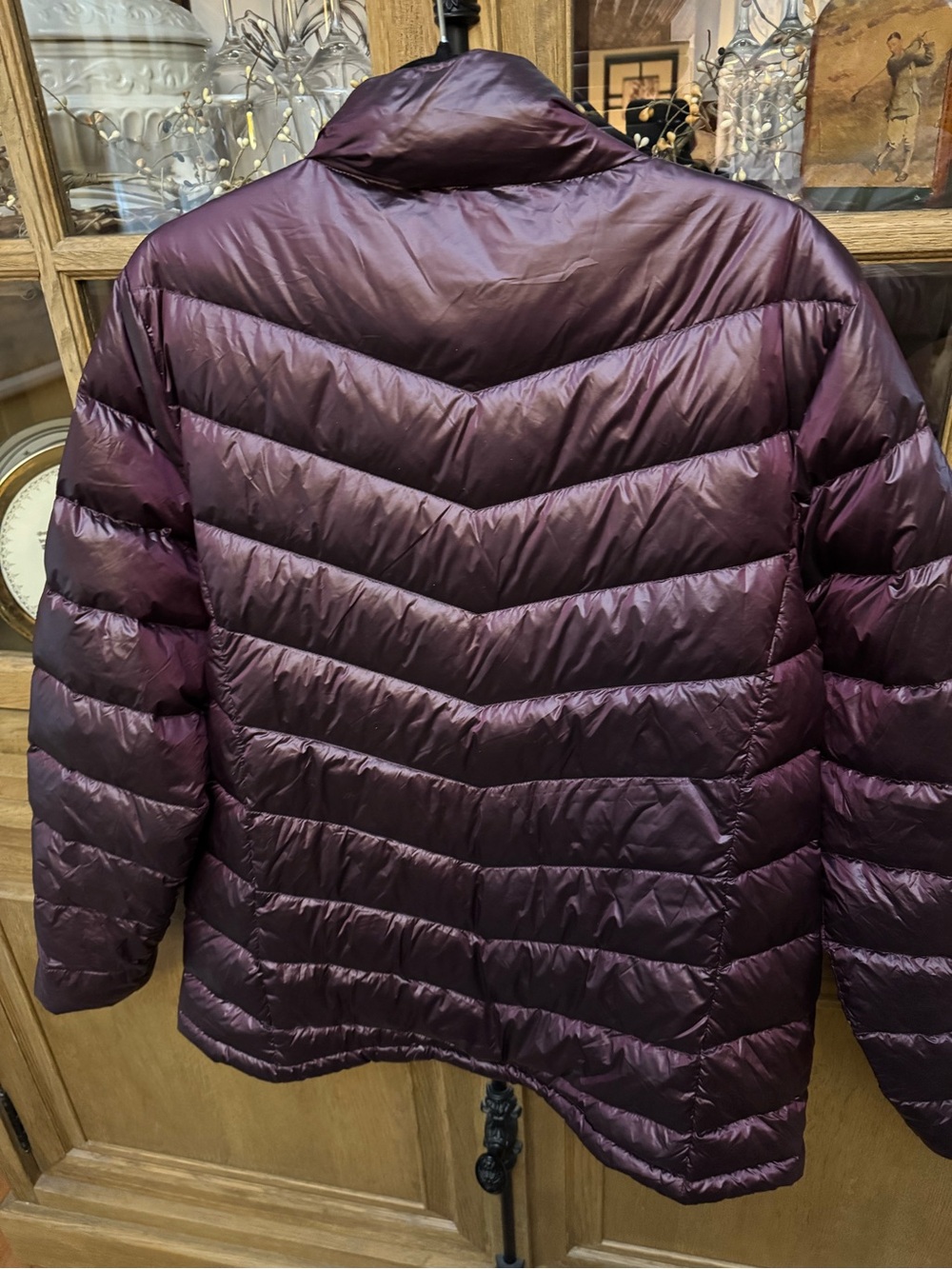 Eddie Bauer Packable Down Puffer Jacket - Plum Shine XL - Picture 2 of 8